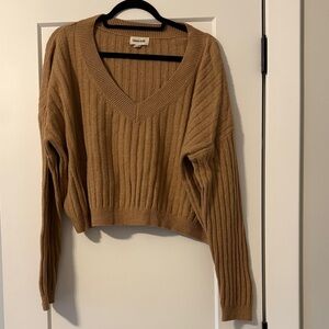 Open Edit by Nordstrom Rib knit V-Neck pullover tan-camel size M